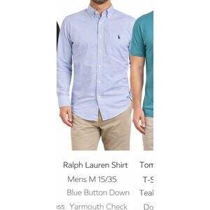 Ralph Lauren Yarmouth Button Down Shirt Mens 17 34/35 Blue Check Cotton